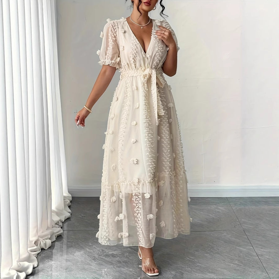 Ivory Embroidered Wrap Maxi Dress