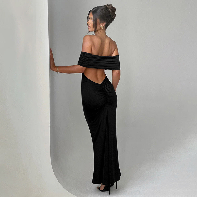 Off-Shoulder Backless Maxi Dress